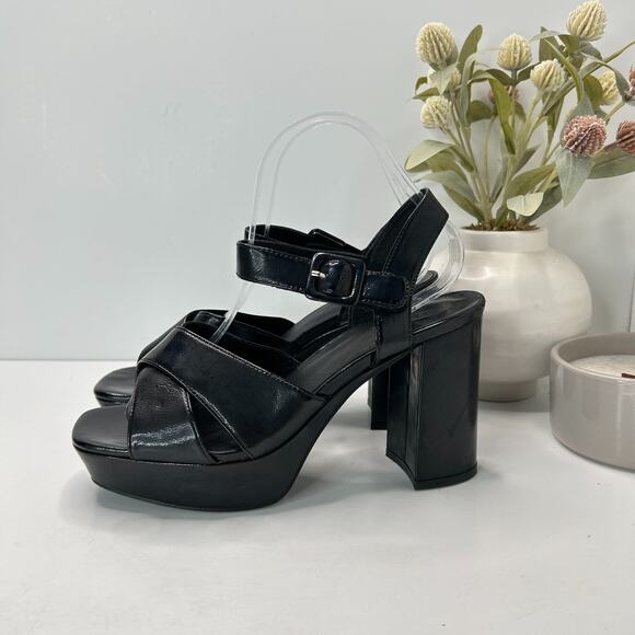 Jeffrey Campbell Amma-NW Crinkle Patent Platform Sandals Black Women's 9 NWOB - Picture 3 of 11